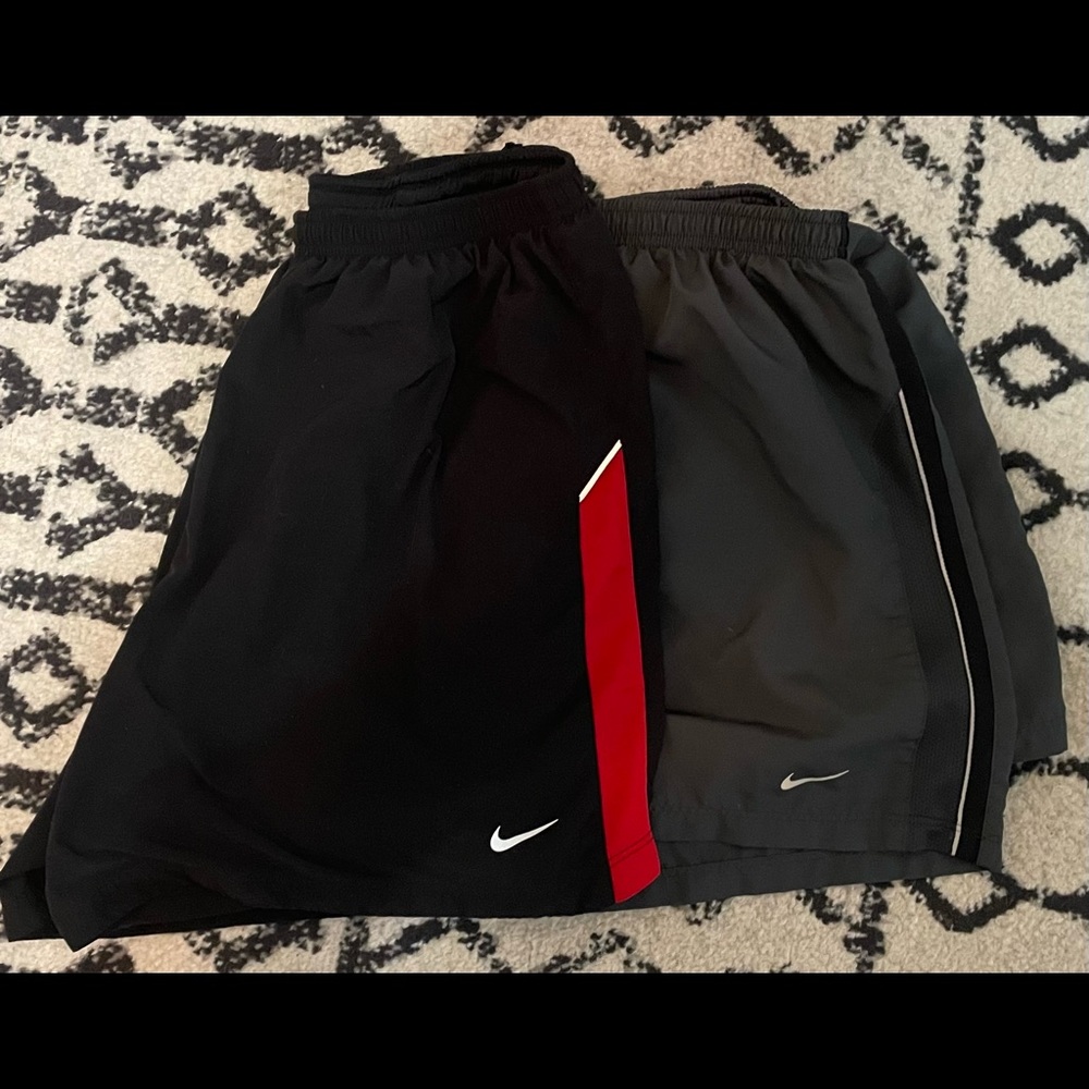 (2) Nike Dri-Fit Mens Running Shorts, size M, GC, liner cut out.
